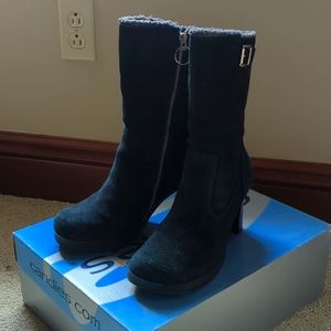 Vintage Black Suede Boots